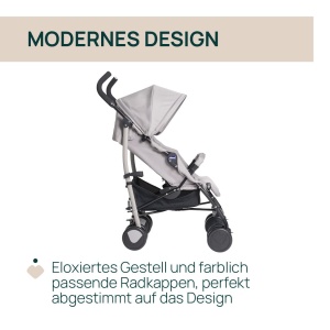 Carucior Chicco Echo Lite, pentru copii de la nastere pana la 22 kg, cu spatar reglabil, bej - Img 3