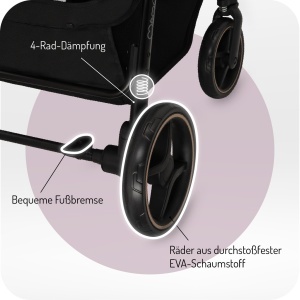 Carucior copii MoMi MIYA EVA pliabil 5 puncte siguranta accesorii incluse - Img 3