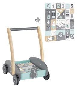 Carucior cu impingere roba miffy cu set de 35 blocuri din lemn, 45 cm - Img 2