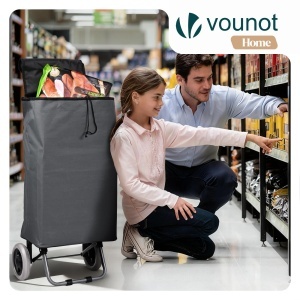 Carucior de cumparaturi VOUNOT, 59L, 2-in-1, cu roti, gri inchis - Img 2