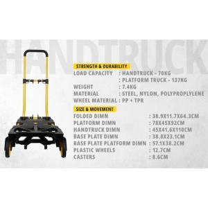 Carucior de transport Stanley SXWTD-FT585, 2-in-1, capacitate 70kg137kg, pliabil - Img 3