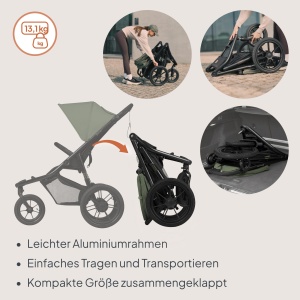 Carucior Jogging Lionelo Azura cu Roti de Aer, Capacitate 22 kg, Ajustabil - Img 4