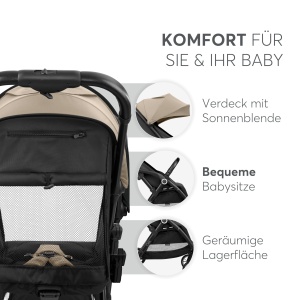 Carucior KikkaBoo CIELA Beige Pliere Automata Usor 71 kg Pentru Copii pana la 22 kg - Img 8