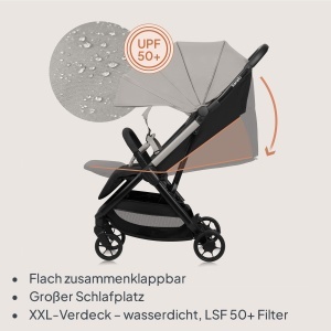Carucior Lionelo Julie Air, 22 kg, 7.5 kg, pliabil, cu protectie UV - Img 6