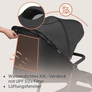 Carucior Lionelo Mira pentru copii 0-4 ani, 22 kg, roti 360, umbrela UPF50 - Img 5