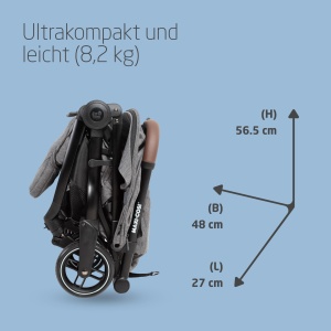 Carucior Maxi-Cosi Eva3, 0-4 ani, 0-22 kg, carucior pentru copii, usor si compact, pozitie de culcare plata, 3 pozitii de culcare, pliabil automat cu 1 mana, curea de transport, Select Gri - Img 7