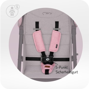 Carucior MoMi ESTELLE DAKAR pentru copii de la 6 luni, 22 kg, roz, pliabil - Img 3