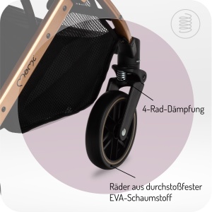 Carucior MoMi ESTELLE pliabil 15 kg cu functie de inclinare si maner telescopic - Img 4