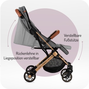 Carucior MoMi ESTELLE, pliabil, pentru copii pana la 15kg, cu functie de inclinare - Img 3