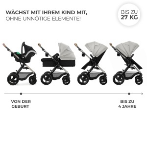 Carucior multifunctional Kinderkraft MOOV 2 XL AIR 3 in 1 Gri roti mari gonflabile - Img 4