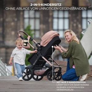 Carucior Multifunctional Kinderkraft MOOV2 AIR 4 in 1, Capacitate 22 kg, Culoare Gri - Img 3