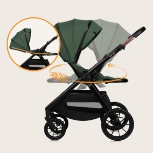 Carucior multifunctional Lionelo Layla 2 in 1 0-48 luni suspensie completa roti PU pivotante XXL UPF 50 - Img 4