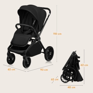 Carucior multifunctional Lionelo Mika Plus 2-in-1 0-48 luni roti PU 360deg XXL-verdea UPF 50 - Img 9