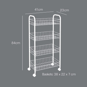 Carucior multifunctional Metaltex Ascona, culoare gri, 41 x 23 x 84 cm - Img 4
