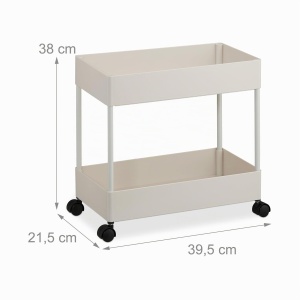Carucior multifunctional Relaxdays, 2 etaje, alb, 38x39,5x21,5 cm - Img 4