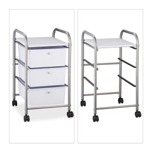 Carucior pentru baie Relaxdays cu 3 sertare, metal si plastic, 60x33x39 cm, argintiu - Img 7