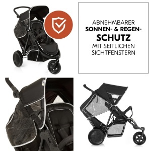 Carucior pentru copii hauck Freerider Black, pentru 2 copii, compact, cu functie de culcare - Img 8