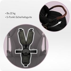 Carucior pentru copii MoMi ADELLE, culoare aurie, rotire 360, greutate maxima 22 kg - Img 7