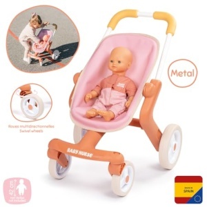 Carucior pentru papusi Smoby Baby Nurse, roti multidirectionale, cadru metalic, pentru papusi pana la 42 cm - Img 2