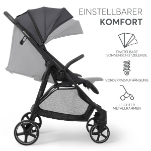 Carucior sport KikkaBoo Alexa usor compact pliabil cu o mana pana la 22 kg gri inchis - Img 3