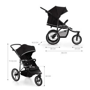 Carucior sport Kinderkraft HELSI 2 Negru pana la 27 kg roti mari gonflabile functie de inclinare - Img 13