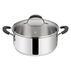 Caserola din inox Lagostina Tempra, 26 cm, cu capac din sticla, pentru inductie