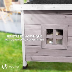 Caserola pentru pisici VOUNOT, 57x45x43 cm, gri, cu acoperis din bitum - Img 7