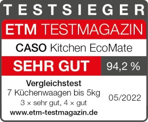 CASO Kitchen EcoMate - Cantar de bucatarie design, utilizare fara baterie datorita energiei cinetice, castigator al testului Incarcator de testare ETM, pana la 5 kg, suprafata de cantarire din otel inoxidabil - Img 3
