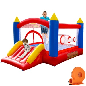 Castel gonflabil din PVC Ballsea cu suflanta, trambulina, tobogan, plasa de siguranta, Acest castel gonflabil este realizat din PVC, potrivit pentru casa, in aer liber, gradinita sau comercial (dimensiune: 365 * 283 * 195cm)