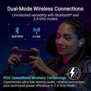 Casti audio ASUS ROG Cetra True Wireless SpeedNova Alb RGB, ANC, 46 ore autonomie - Img 2