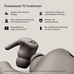 Casti audio Beats Powerbeats Fit, wireless, IPX4, 30 ore autonomie, gri - Img 2