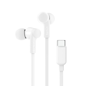 Casti audio Belkin SoundForm cu USB-C, 10mm, rezistente la apa, albe