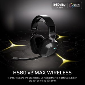 Casti audio Corsair HS80 v2 MAX Wireless Microfon de calitate, Dolby Atmos, 65 ore autonomie - Img 2