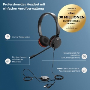 Casti audio Jabra Evolve 20 - Stereo, USB-CA, Negru - Img 3