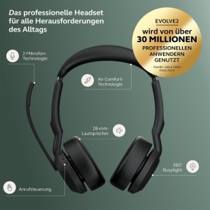 Casti audio Jabra Evolve2 55, wireless, cu ladestation, ANC, negru - Img 2