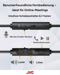 Casti audio JVC HA-S33UC-B USB-C, 30mm, negru, cu microfon si control volum - Img 2
