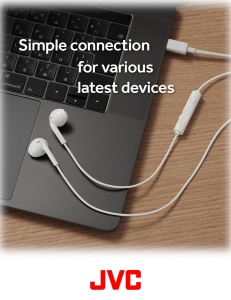 Casti audio JVC HAFR17UCW, USB-C, Negru, Neodym, Rezistente la apa - Img 3
