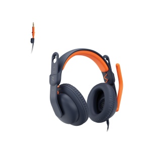 Casti audio Logitech Zone Learn, cu microfon, pentru copii, confortabile, 3,5 mm, bleu