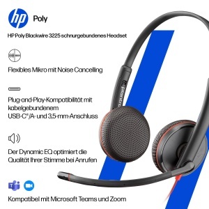 Casti audio Poly Blackwire 3225 cu microfon noise cancelling, USB-C si 3.5mm - Img 2