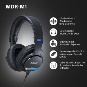 Casti audio Sony MDR-M1, sunet ultra-wideband 5Hz-80kHz, design usor, culoare neagra - Img 2