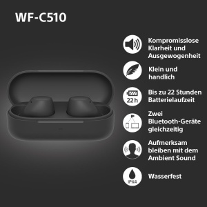 Casti audio Sony WF-C510, Bluetooth, 22 ore autonomie, Negru - Img 3