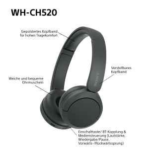 Casti audio Sony WH-CH520, Bluetooth, 50 ore autonomie, negru - Img 9