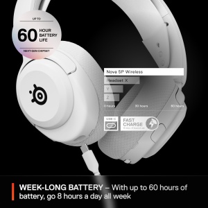 Casti audio SteelSeries Arctis Nova 5, wireless, 60 ore autonomie, alb - Img 5