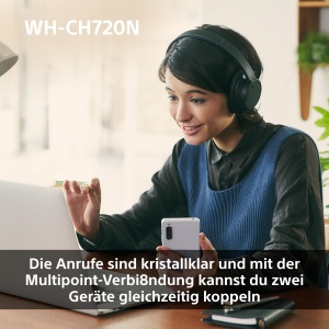 Casti Bluetooth fara fir Sony WH-CH720N cu anulare a zgomotului - Pana la 35 de ore de viata a bateriei si incarcare rapida - Negru - Img 8