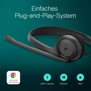 Casti EPOS C1 Business USB-C cu microfon, certificate Chrome, casti cu fir, PC cu microfon, microfon cu anulare a zgomotului, calitate audio imbunatatita, conectivitate pentru dispozitive moderne, usor - Img 4