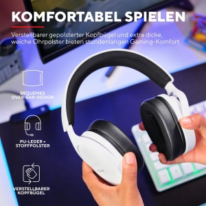 Casti Gaming Trust Gaming GXT 489W Fayzo pentru PC, PS5, PS4, Xbox Series X|S, Switch, Mufa 3.5mm, 35% Plastic Reciclat, Casti Over-Ear, Microfon cu Anulare A Zgomotului - Alb - Img 3