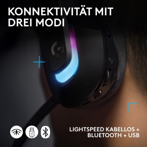 Casti Gaming Wireless Logitech G522 LIGHTSPEED Negru RGB Bluetooth USB-C - Img 5