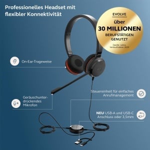 Casti Jabra Evolve 30 II Stereo USB-CA Negru Microfon cu Reducere Zgomot - Img 2