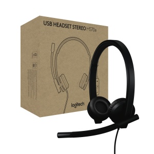 Casti Logitech H570e USB-C cu Microfon Stereo Noise Cancelling Certificat Microsoft Teams Negru