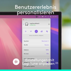 Casti Logitech Zone Wired 2 USB-C cu ANC Hibrid Adaptiv si Microfon cu Reducere de Zgomot - Alb - Img 7